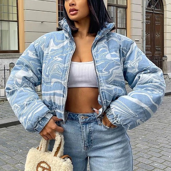 Steve Madden Jackets & Blazers - Steve Madden | Denim Cropped Puffer  Coat